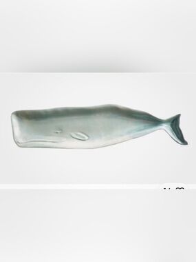 Pottery Barn Whale Shaped Melamine Serving Platter in Aqua. NWOT